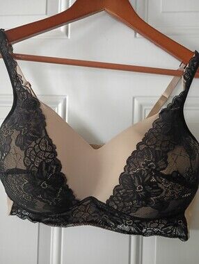 Nude & Black Lace Seamless T-Shirt Bra - Women Intimates.Rhonda Shear.